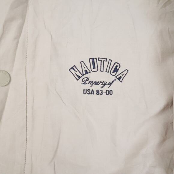 VTG 90s Nautica Snap Large Beige Long Sleeve Collared Windbreaker Jacket - Picture 14 of 15